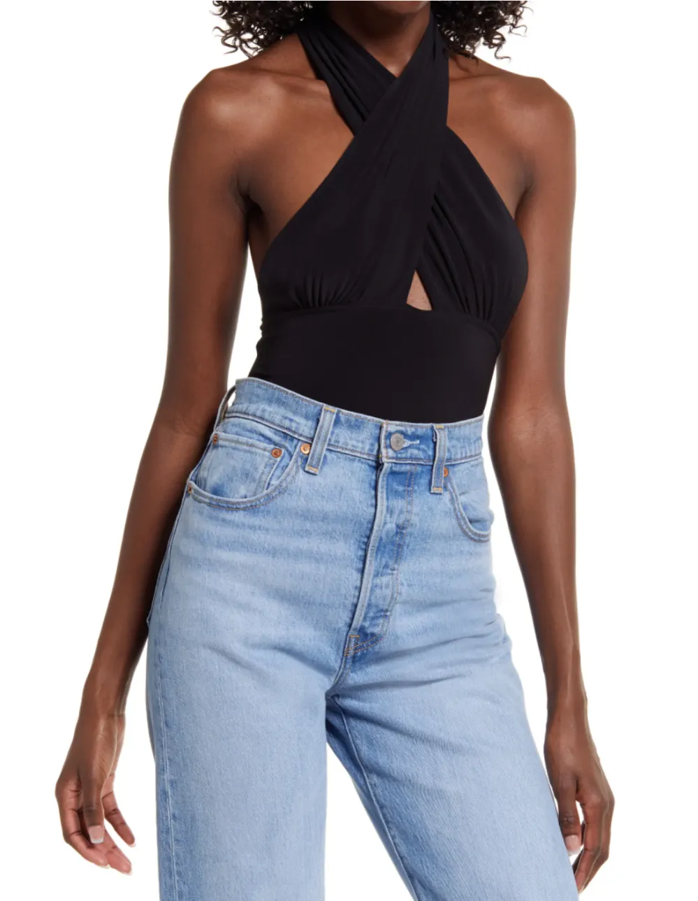 Open Edit Wrap Neck Halter Bodysuit