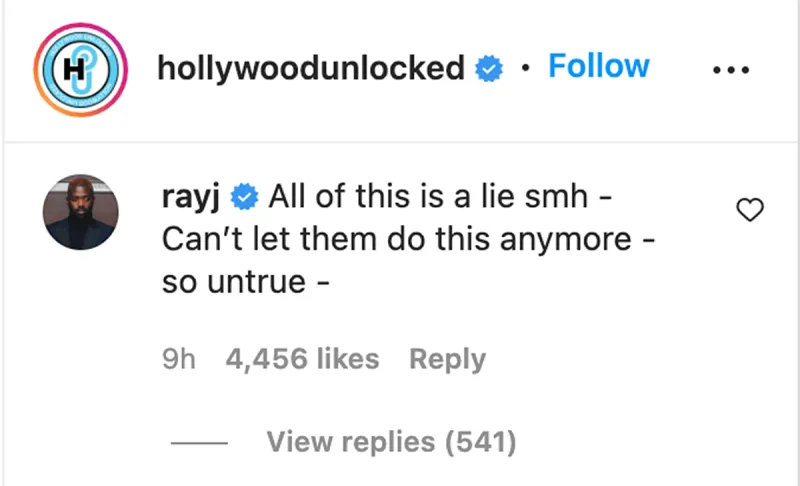Ray J Comment