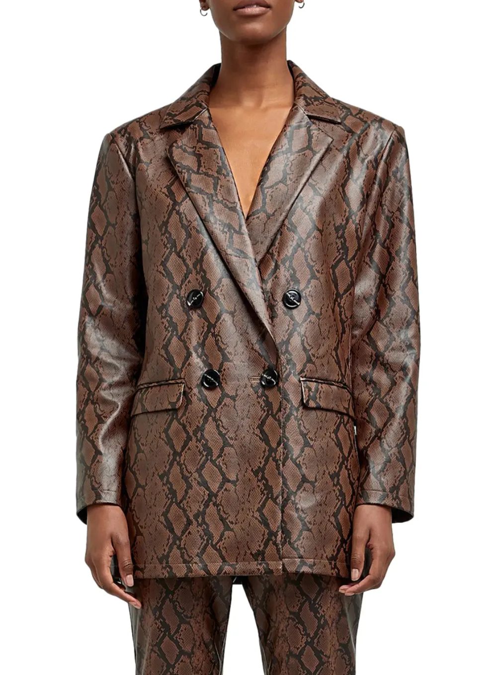 River Island Snake Print Faux Leather Oversize Blazer