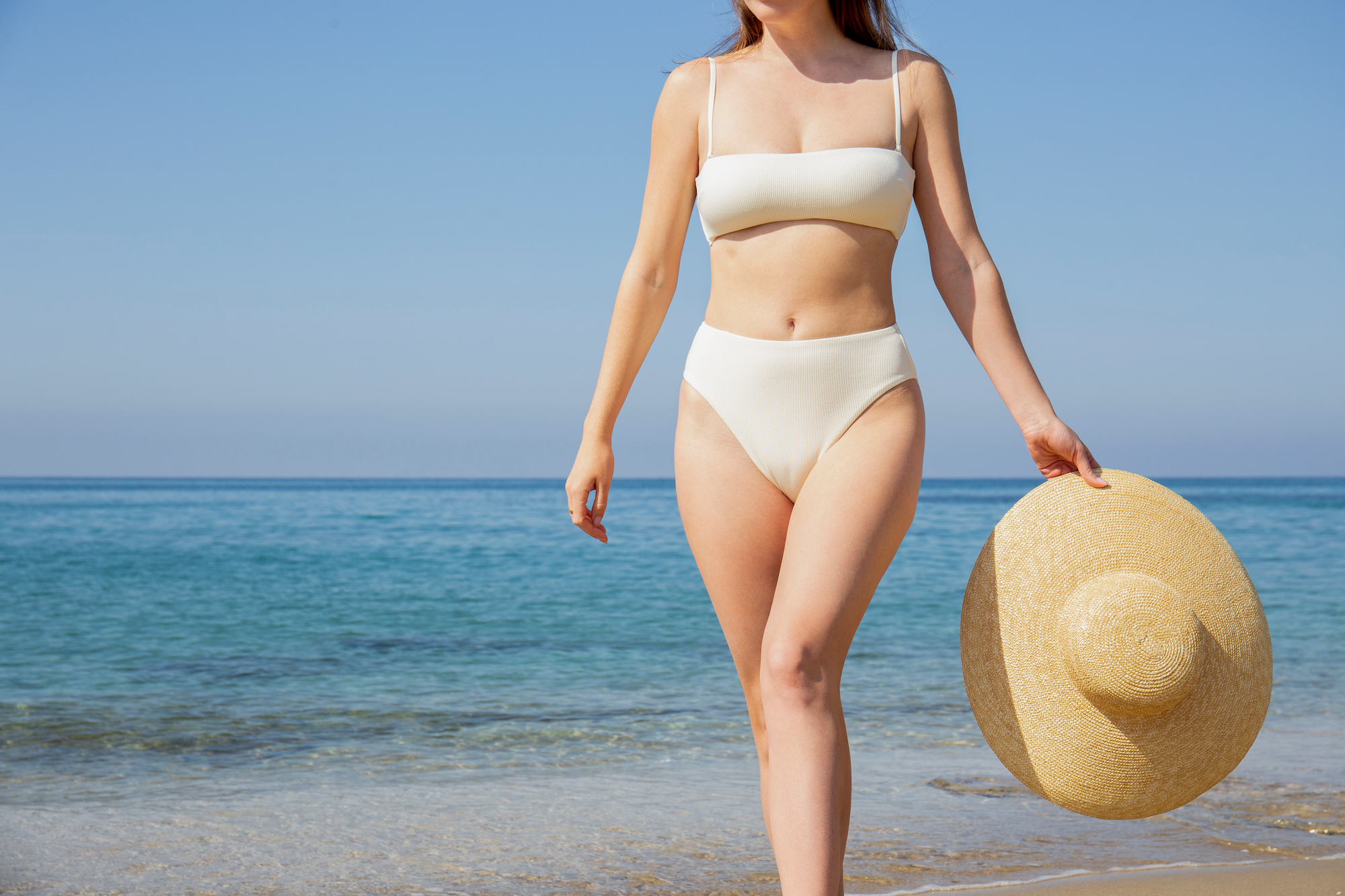 Swimsuits-Fot-Apple-Shape-Body-Types-Stock-Photo