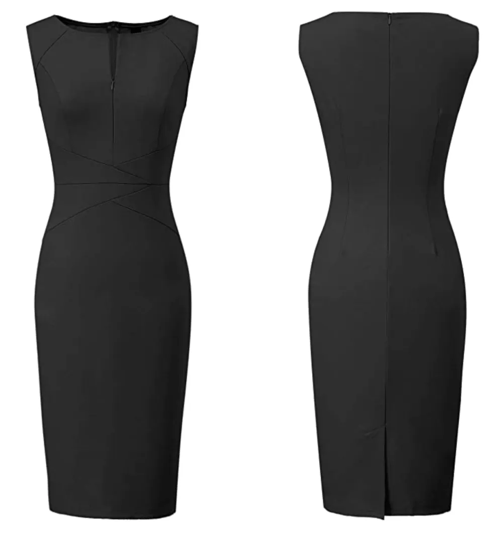 Vfshow Women's Front Zipper Slim Pencil Dress
