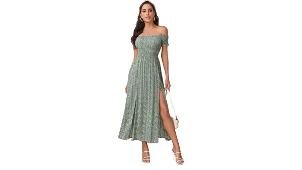 green boho dress