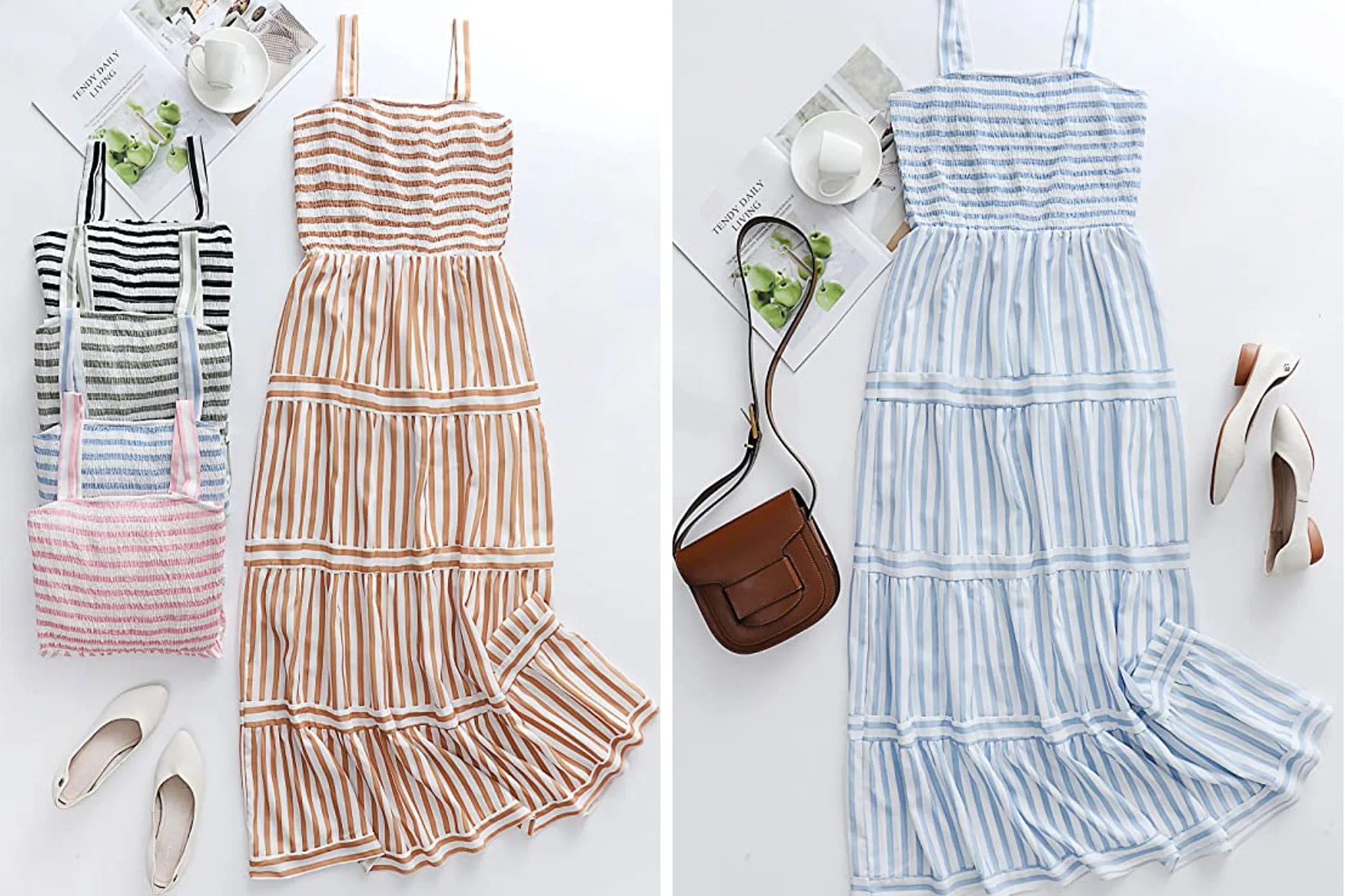 AOVDE Women's Striped Spaghetti Strap Maxi Dress