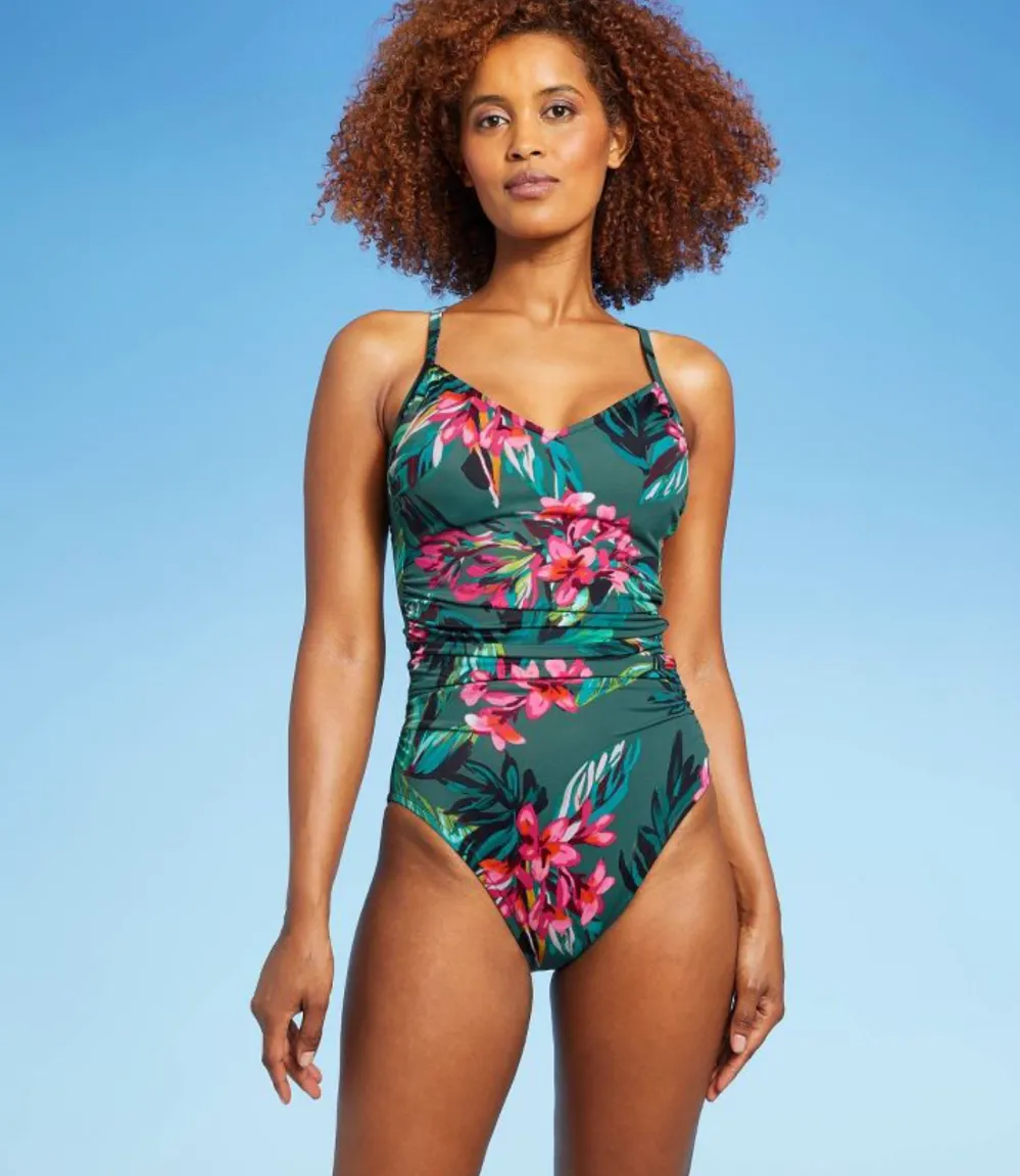 Aqua Green Ring Back One Piece Swimsuit