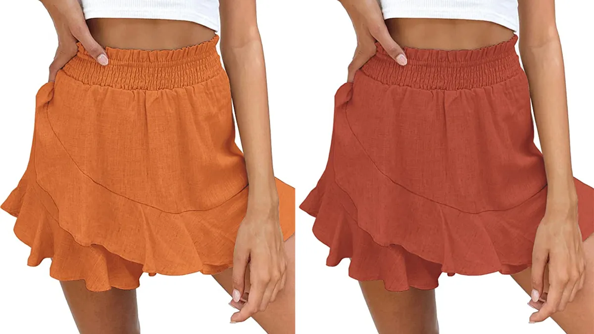 BNOOUIL Women's High Waisted Wrap Mini Skort