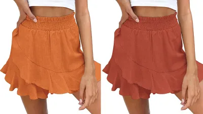 BNOOUIL Women's High Waisted Wrap Mini Skort