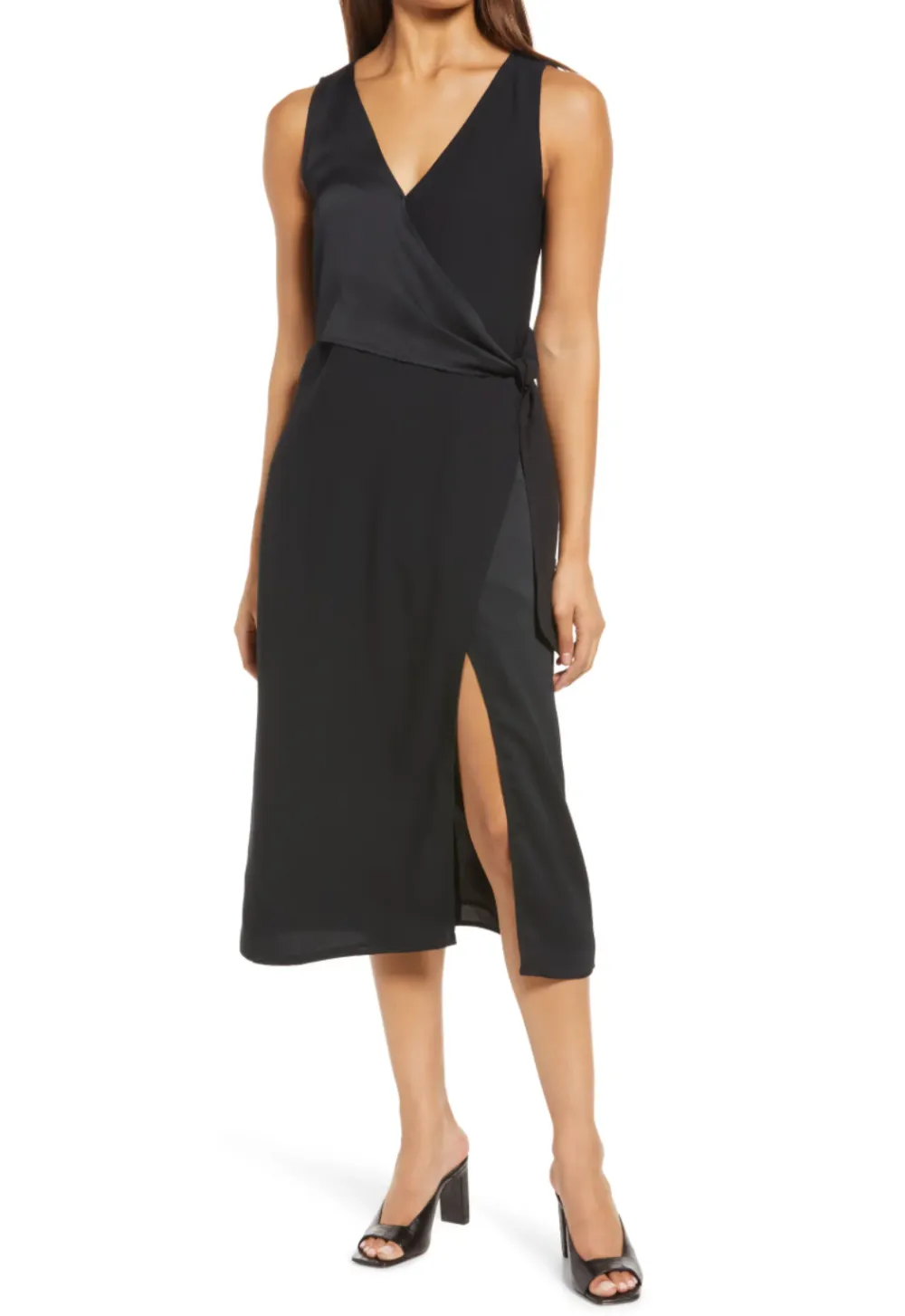 Halogen Satin Mix Sleeveless Dress