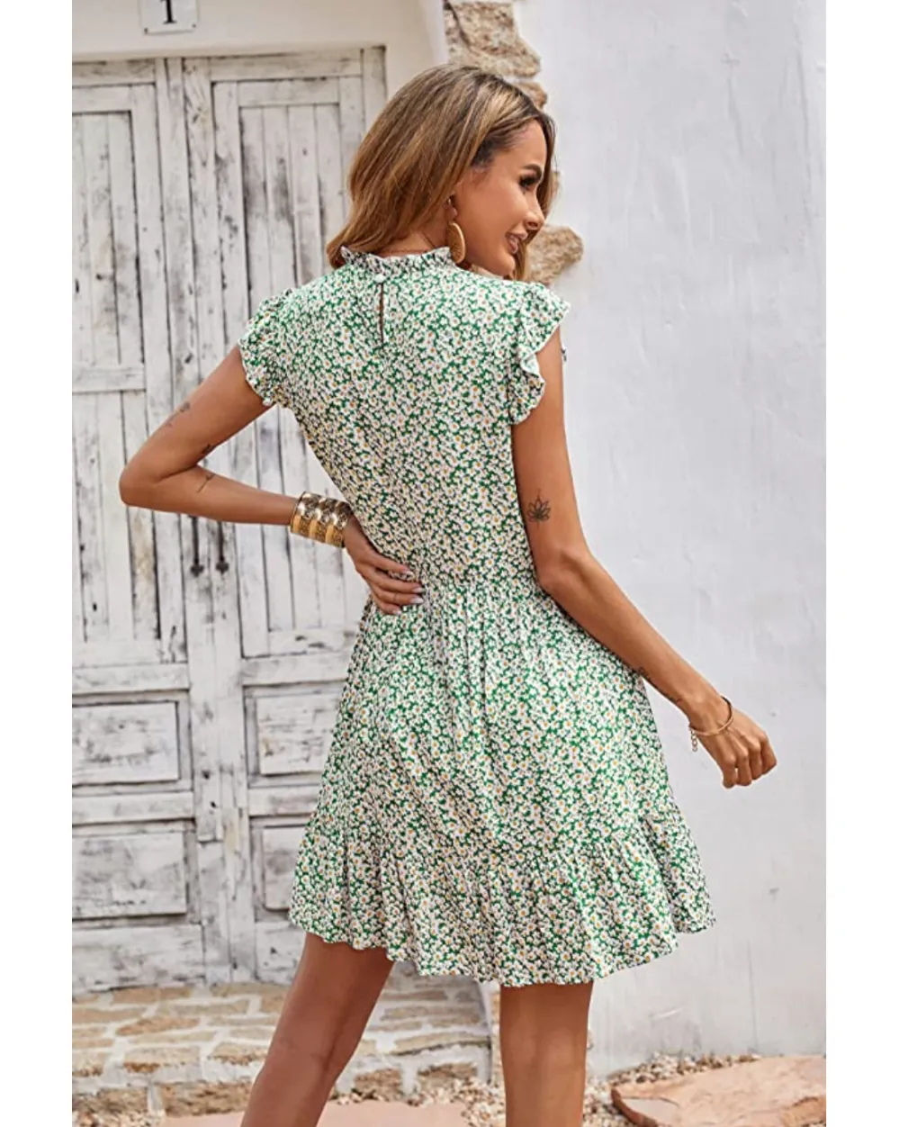 KIRUNDO Women&rsquo;s Sleeveless Ruffle Sleeve Mini Dress