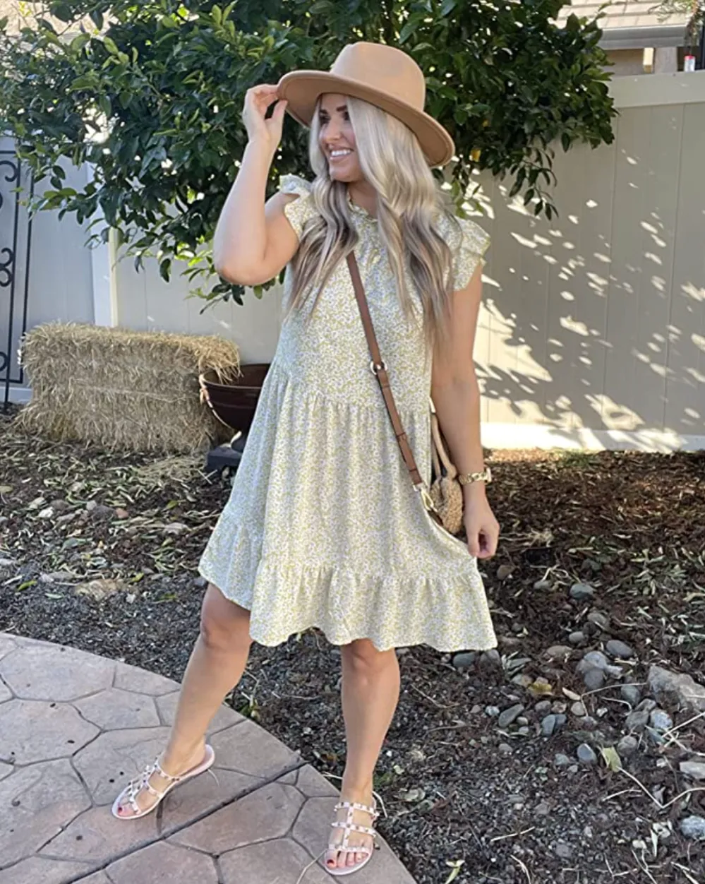 KIRUNDO Women&rsquo;s Sleeveless Ruffle Sleeve Mini Dress