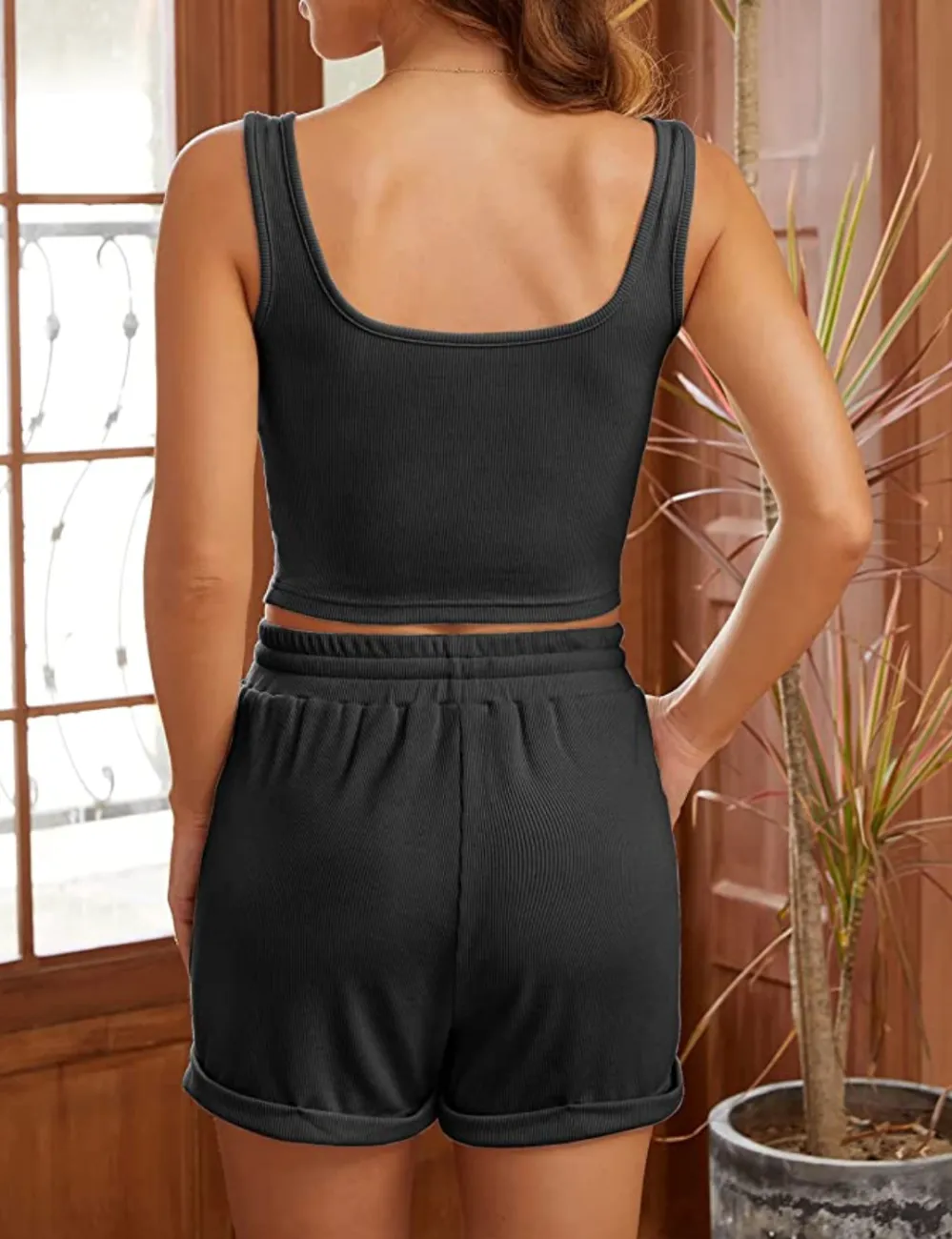 MEROKEETY Women's Ribbed Lounge Set