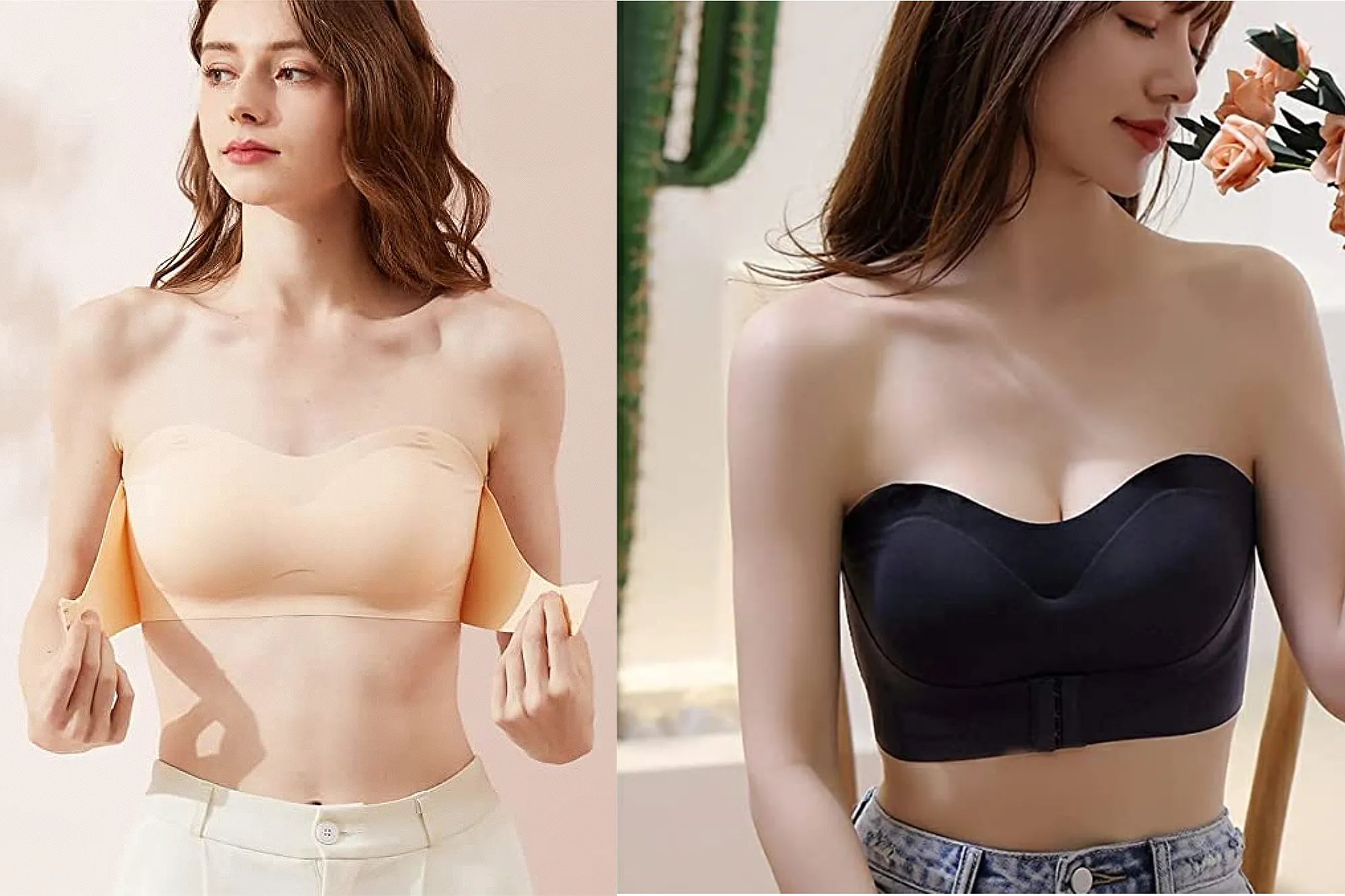 MODVICA Women's Strapless Wire-Free Front Buckle Lift Bra