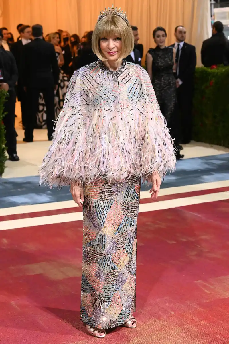 Met Gala Icon Anna Wintour Glitters in Feathery Flock Tiara on the 2022 Red Carpet Met Gala 2022 01