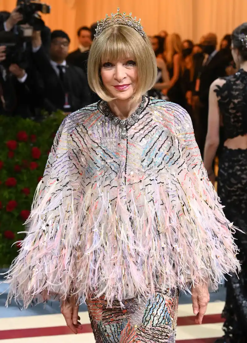 Met Gala Icon Anna Wintour Glitters in Feathery Flock Tiara on the 2022 Red Carpet Met Gala 2022 02