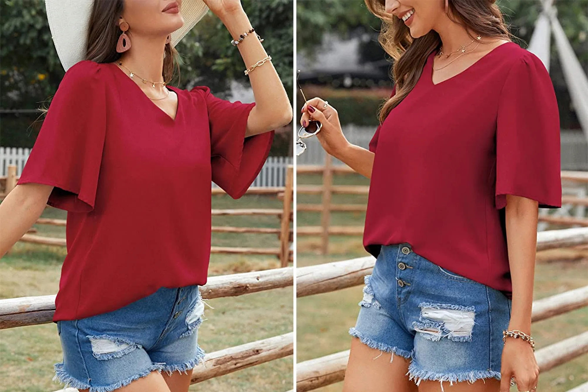 Neineiwu Women's Summer V Neck Blouse