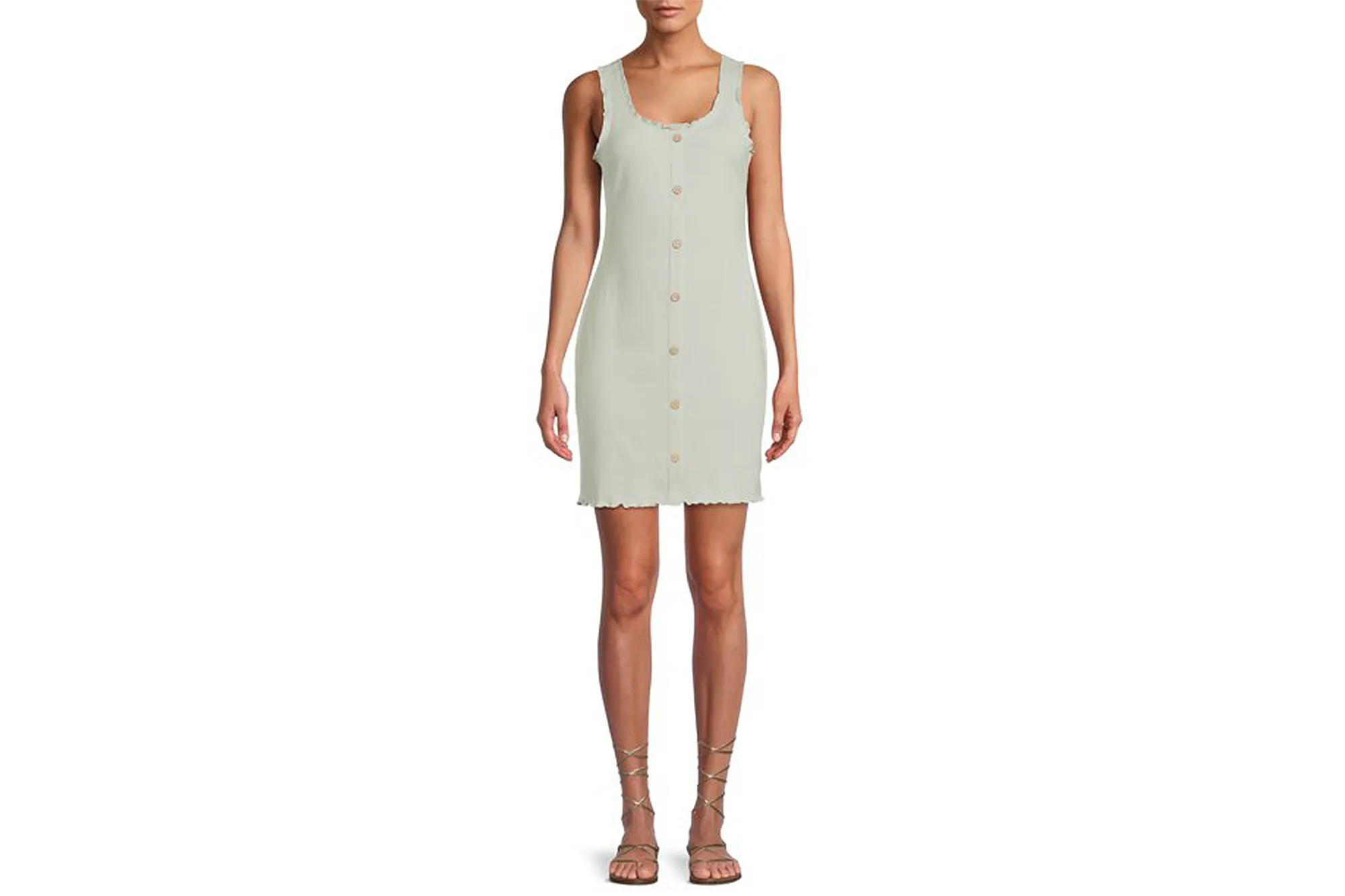 No Boundaries Juniors' Button-Front Bodycon Tank Dress