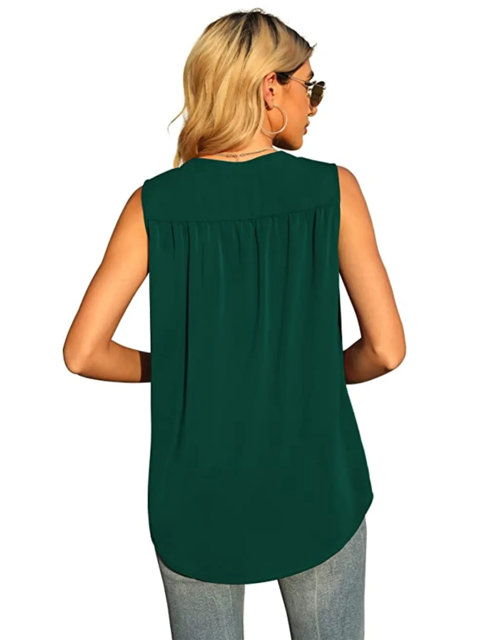 QUEZHU Women's Sleeveless Chiffon Tank Top