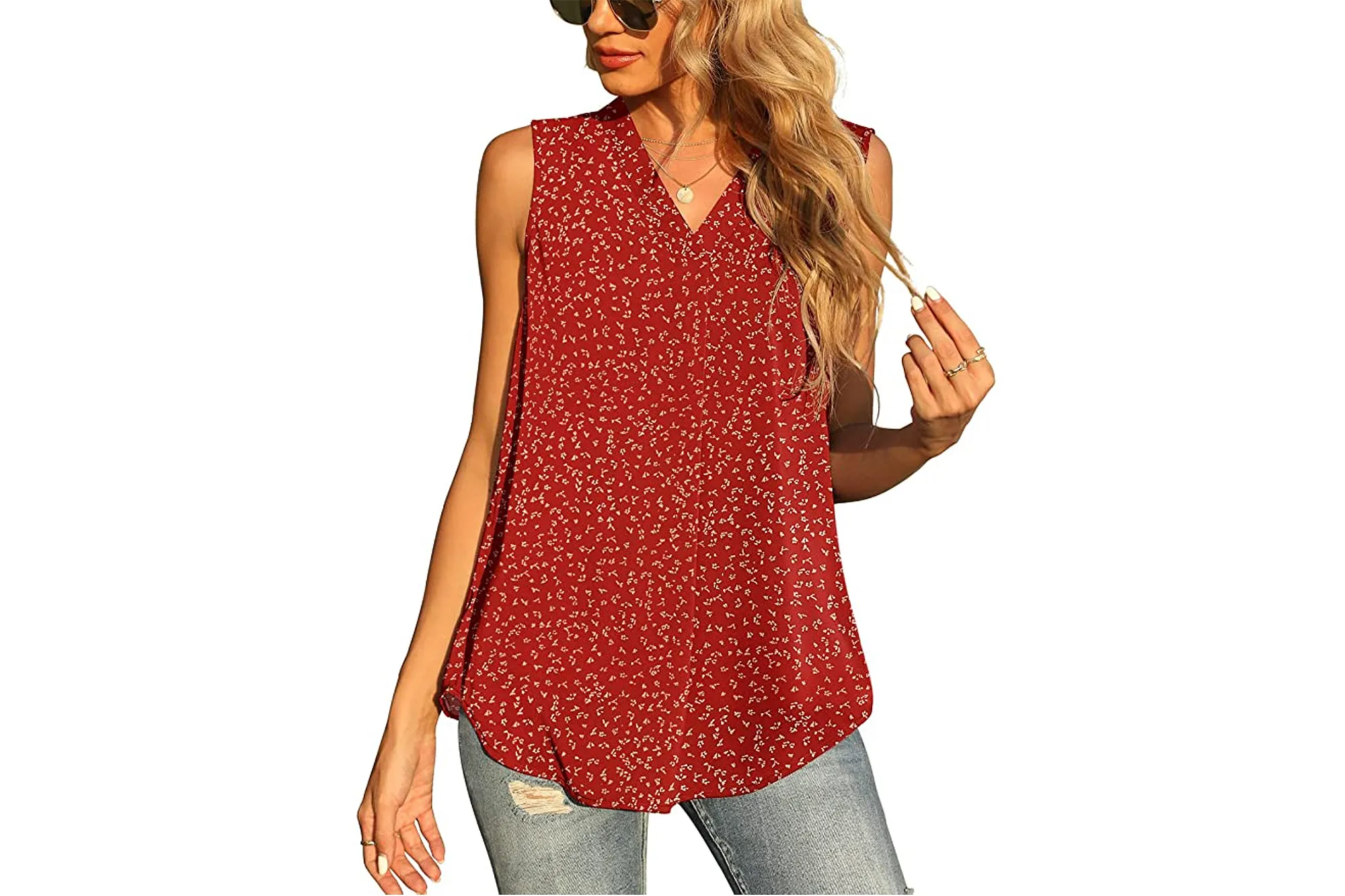 QUEZHU Women's Sleeveless Chiffon Tank Top