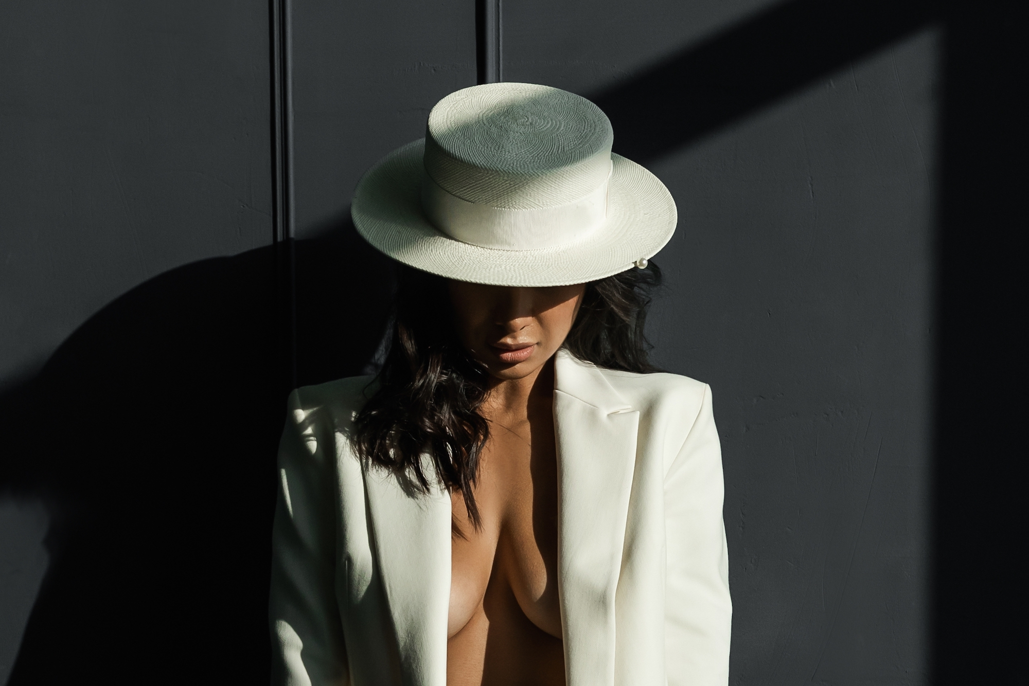 Woman-Wearing-Low-Cut-Top-Stock-Photo