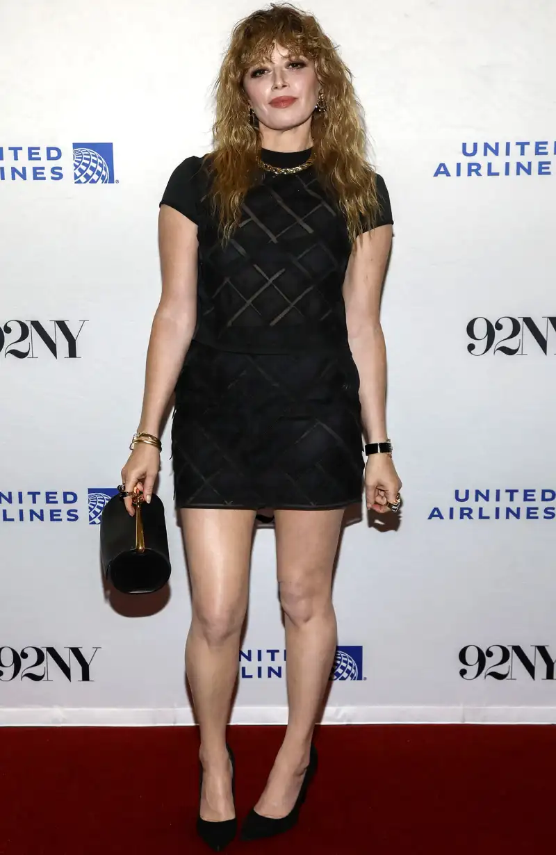 hot pics Natasha Lyonne Russian Doll at 92Y in New York black dress gold chain