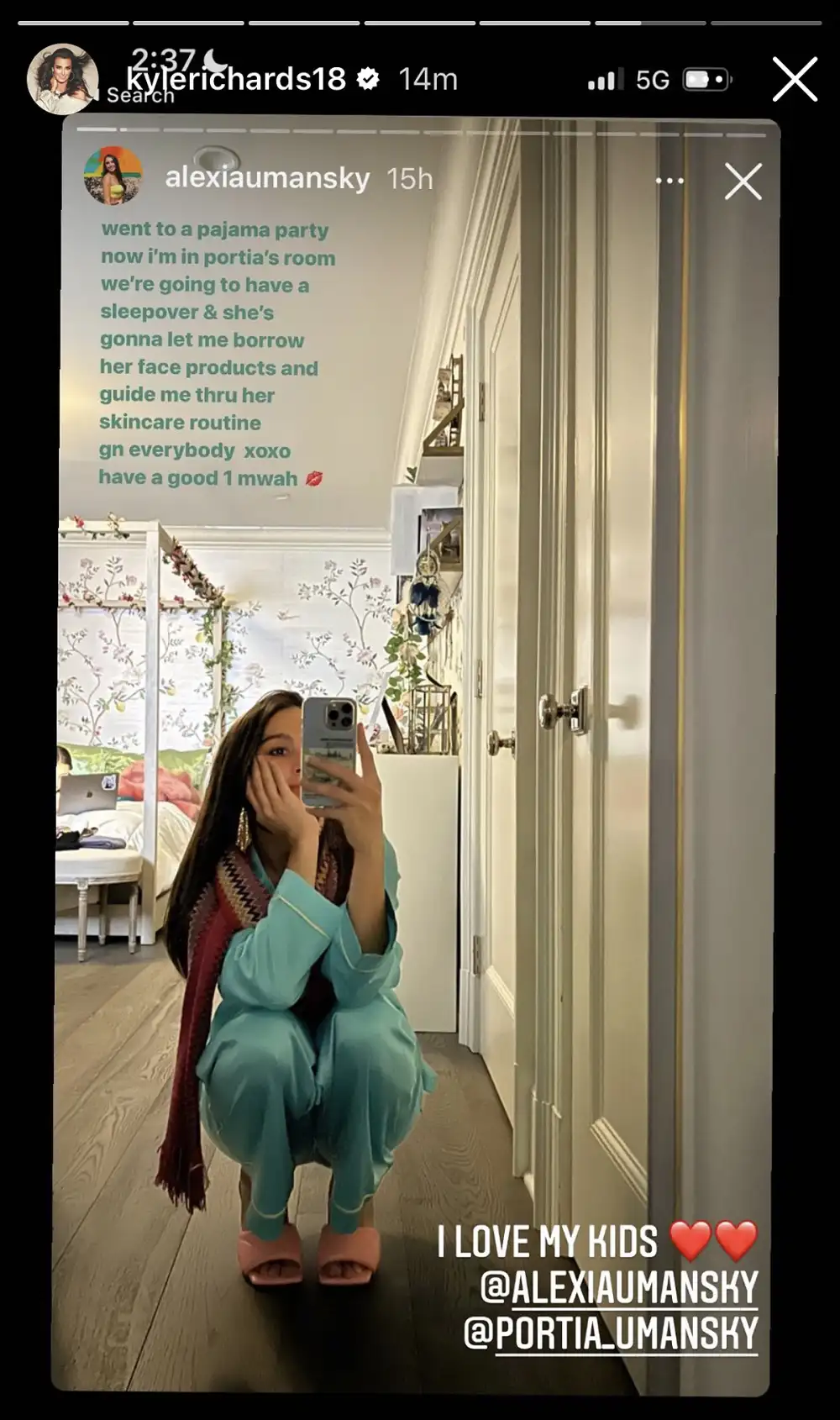 kyle-richards-alexia-umansky-instagram-story-pajamas
