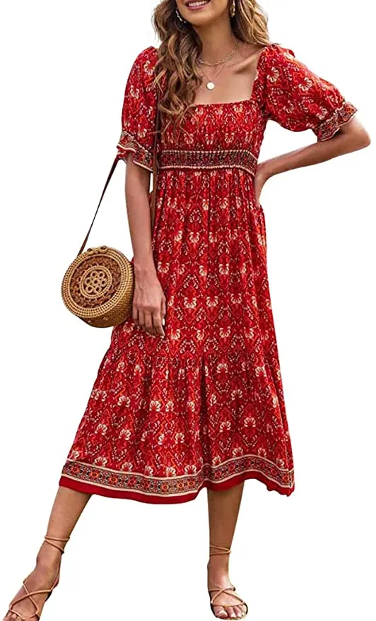 boho red dress