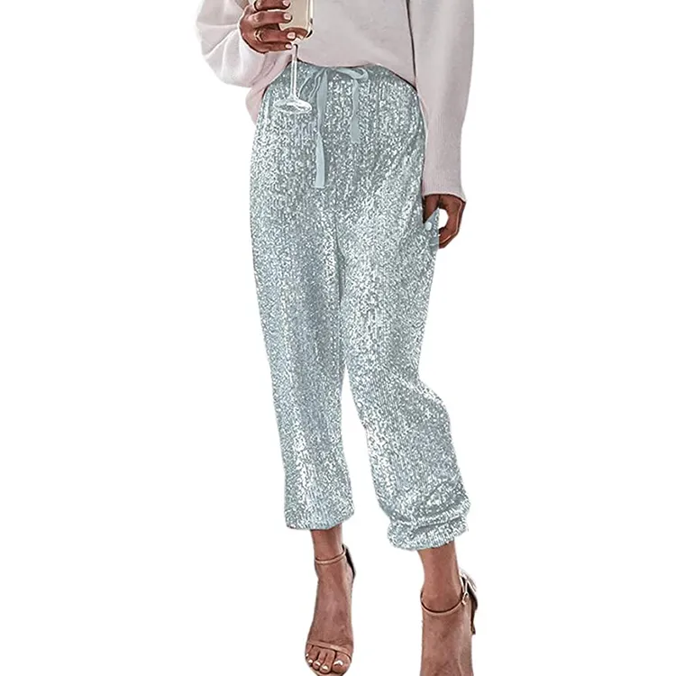 silver sequin pants