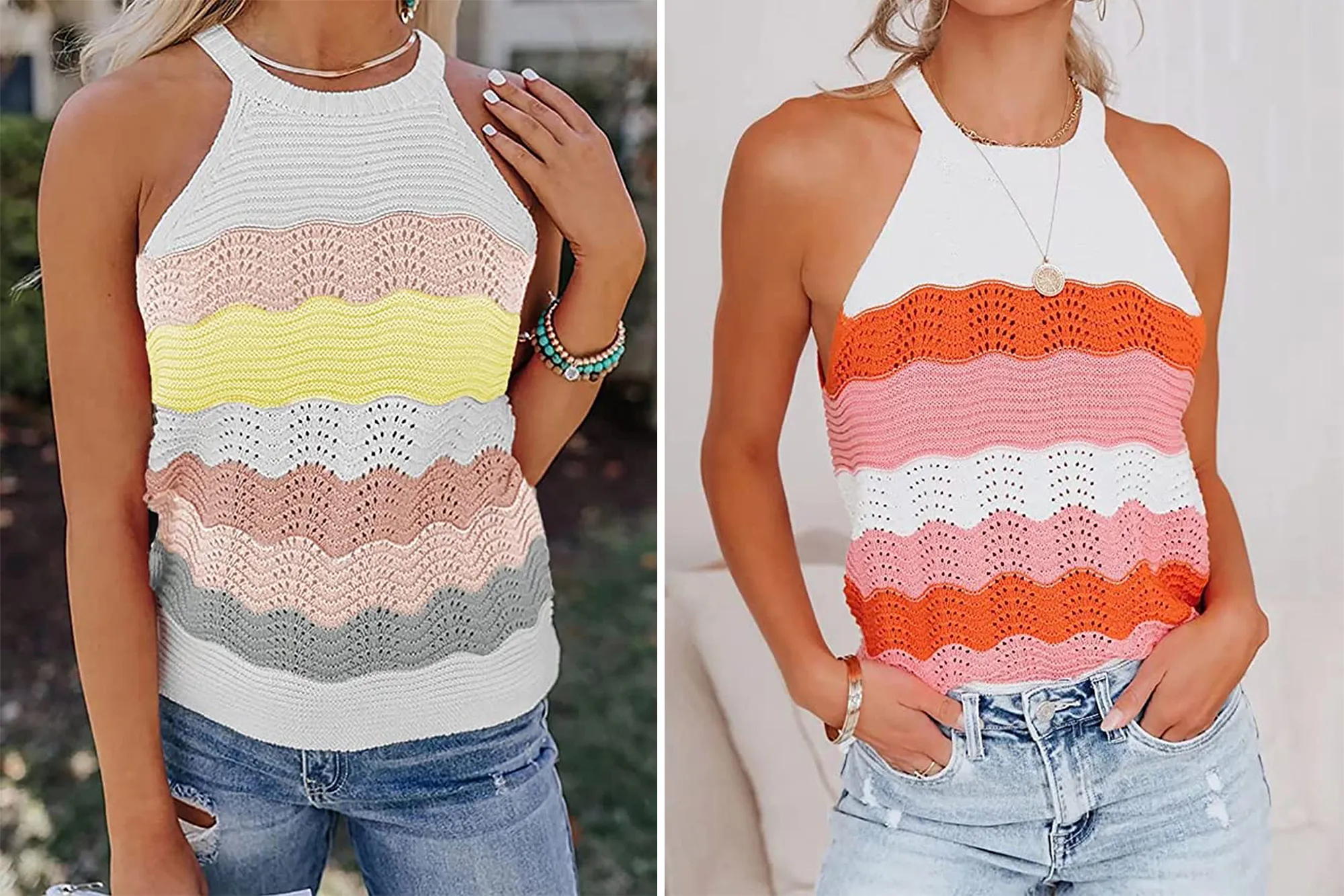 FARYSAYS Women's Knit Color Block Tank Top