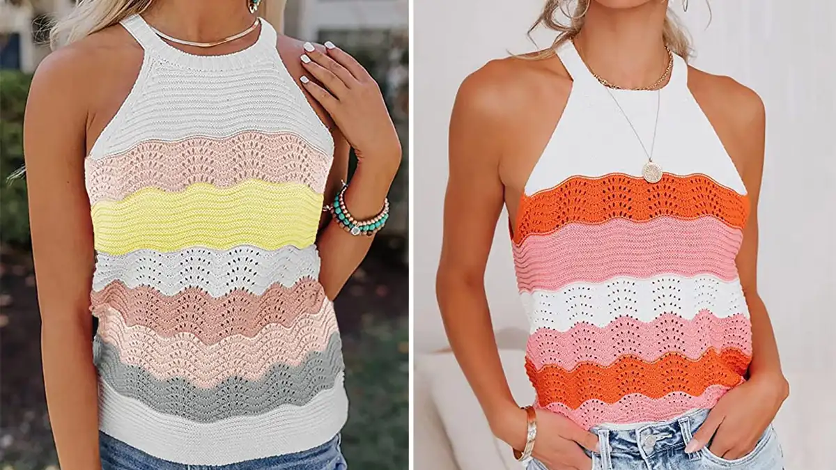 FARYSAYS Women's Knit Color Block Tank Top