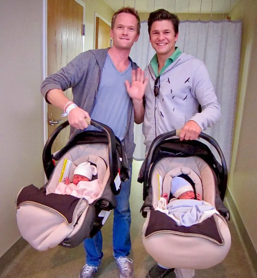 Neil Patrick Harris and David Burtka with twins Harper and Gideon