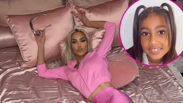 Kim Kardashian Shows Off Pink Balenciaga Look in Photos Taken by North West
