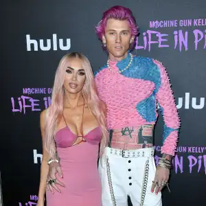 Megan Fox Goes Blonde with Pink Highlights for MGKs Life in Pink Premiere