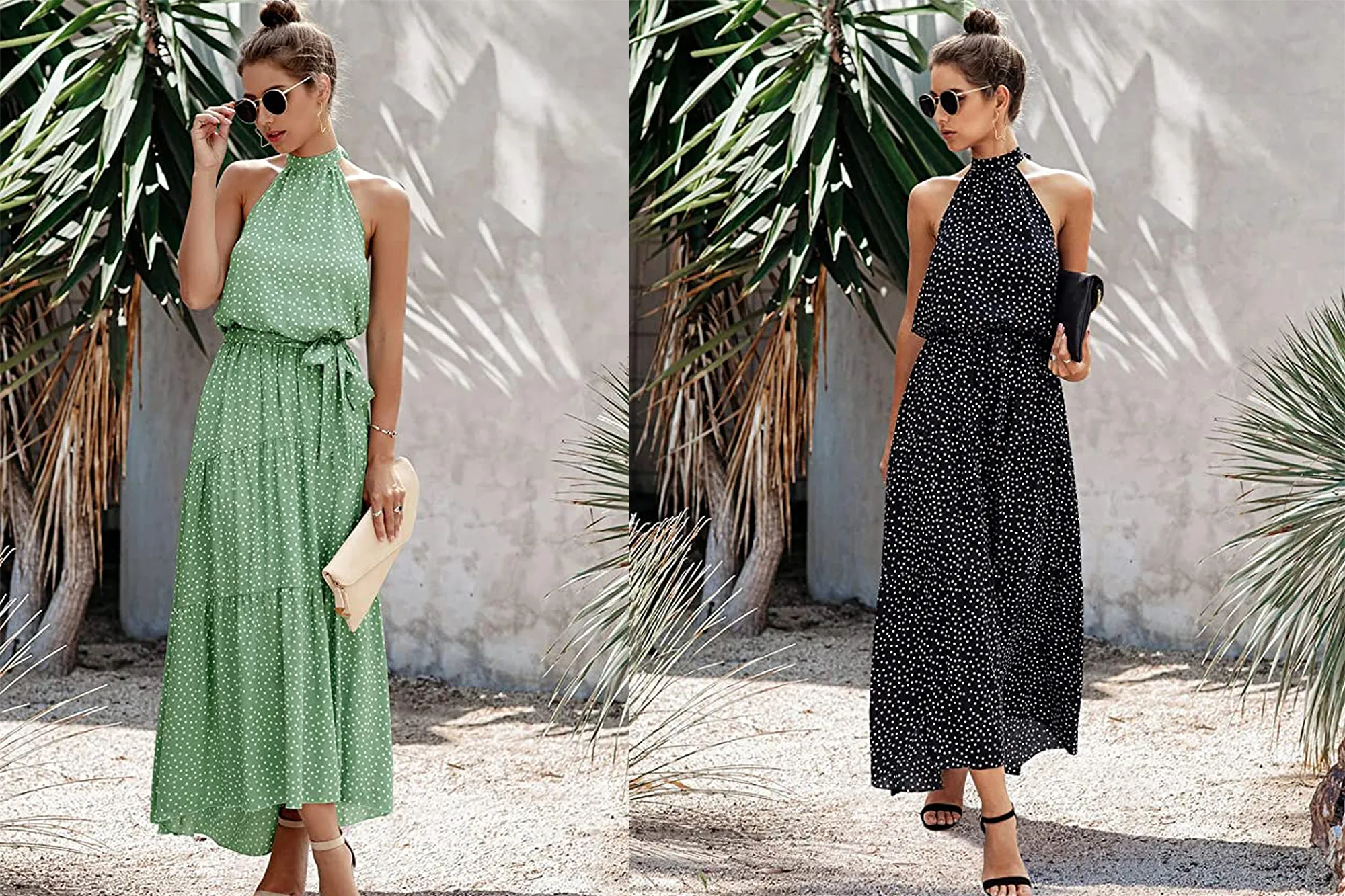 PRETTYGARDEN Women's Casual Halter Neck Maxi Dress