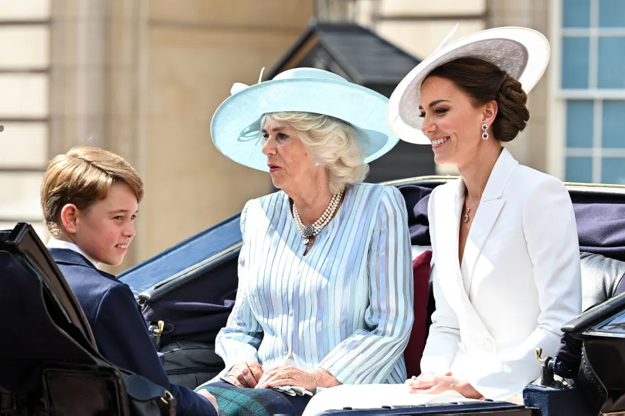 Princess Charlotte Prince Louis Prince George Kate Middleton Camilla Waving During Carriage Ride Trooping The Colour 4
