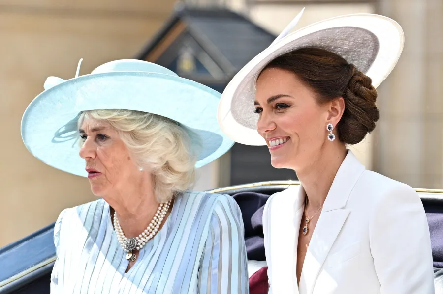Princess Charlotte Prince Louis Prince George Kate Middleton Camilla Waving During Carriage Ride Trooping The Colour 5