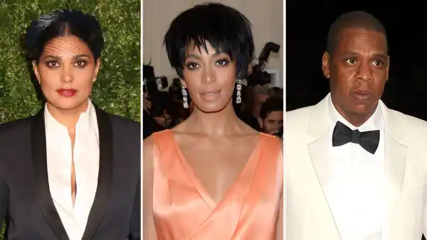 Solange Knowles Yelled at Rachel Roy Before Jay Z Fight at Met Gala After Party 2014 peach gown