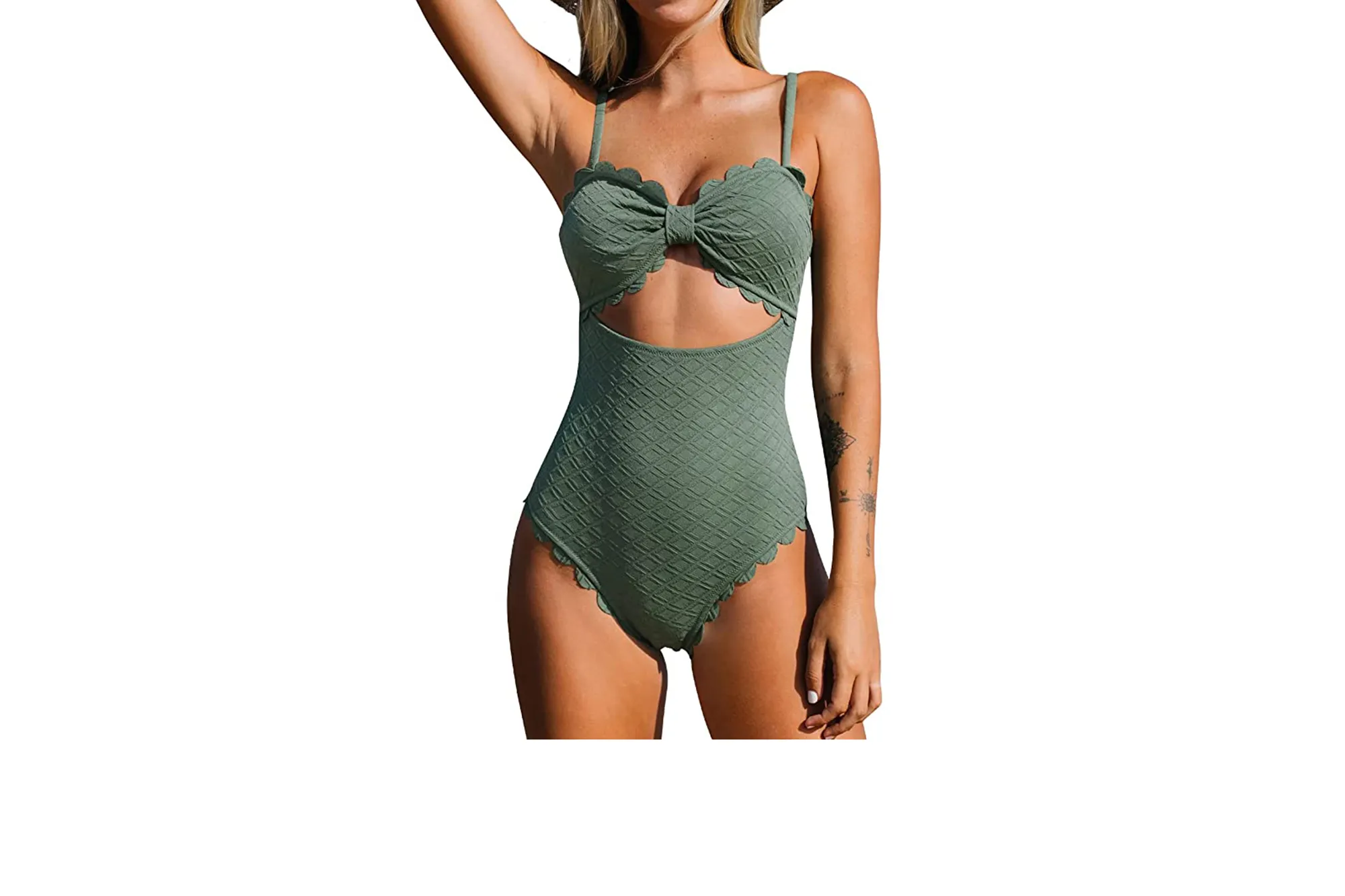 green cutout swimsuit