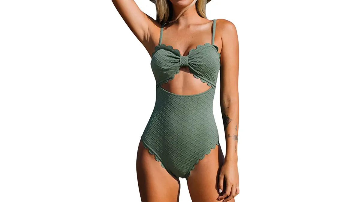 green cutout swimsuit