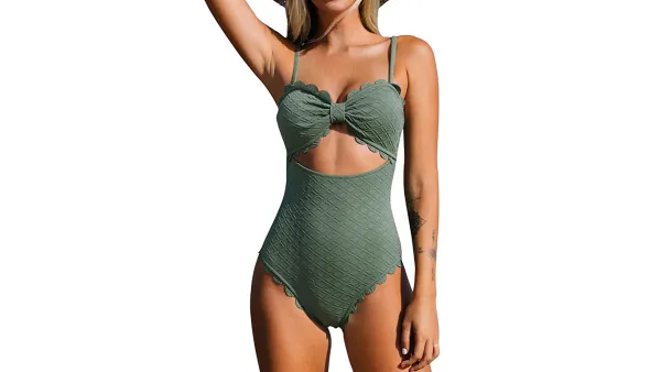 green cutout swimsuit