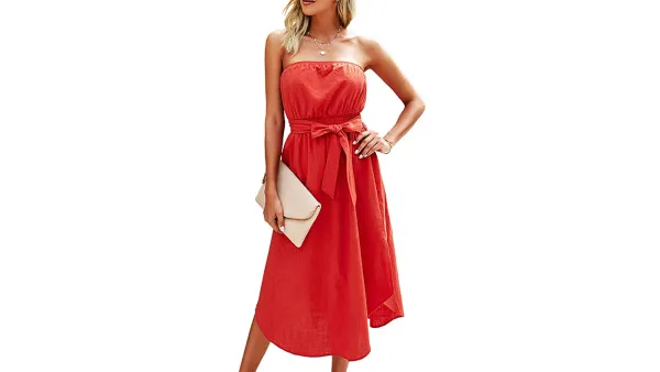 orange strapless dress