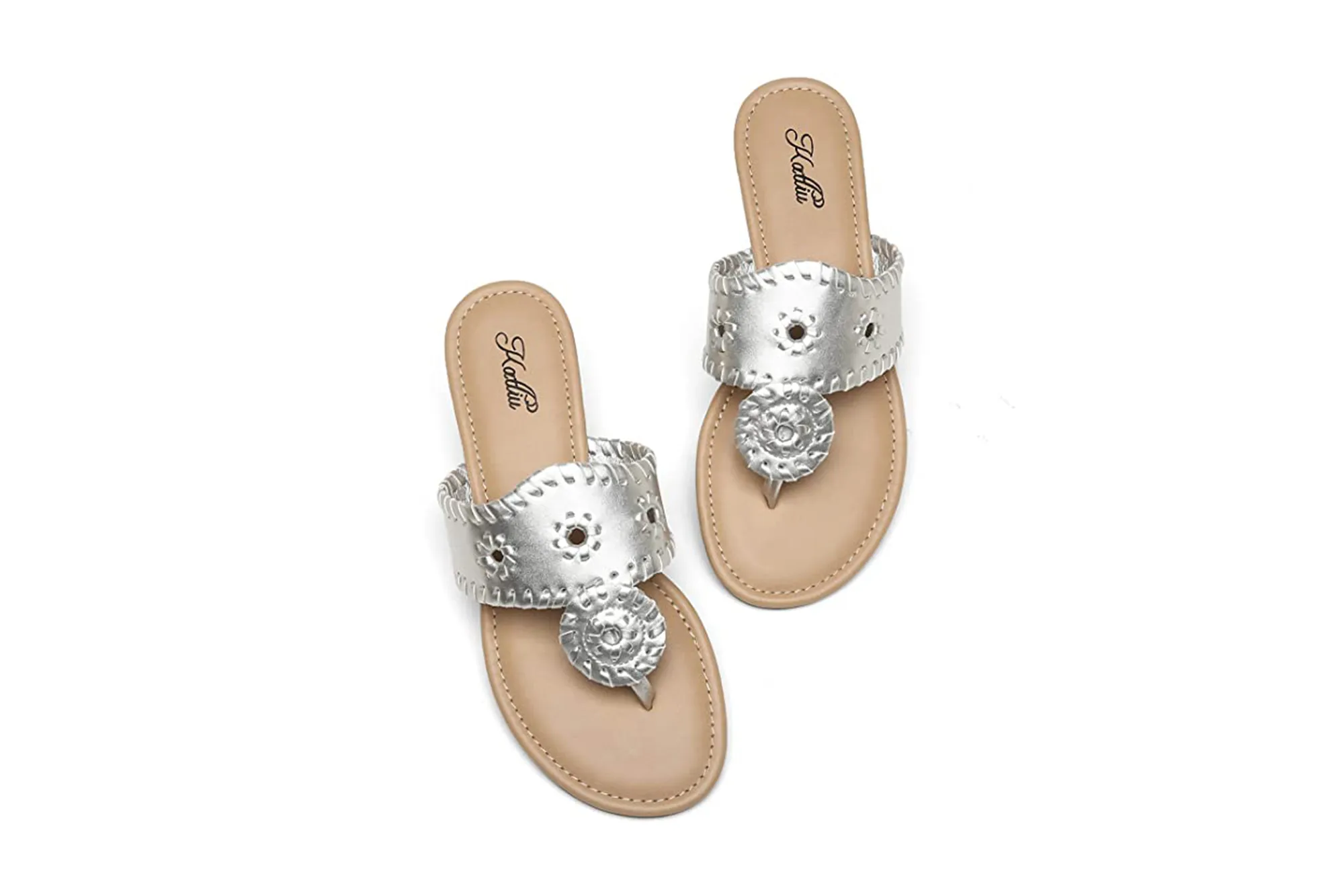 silver metallic sandals