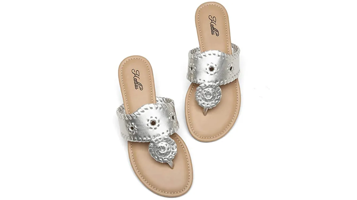 silver metallic sandals