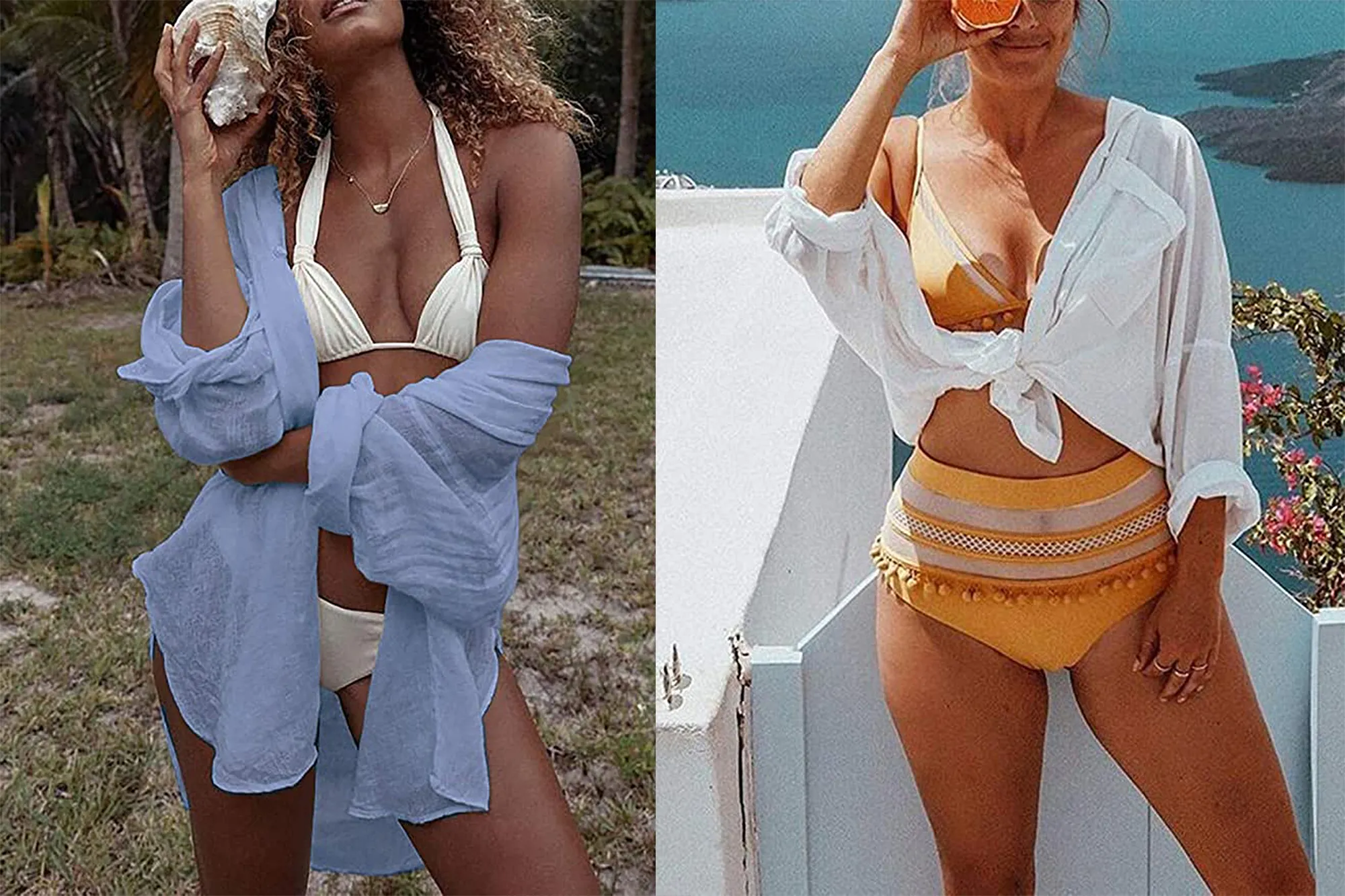 Bsubseach Women's Long Sleeve Beach Button-Down Shirt