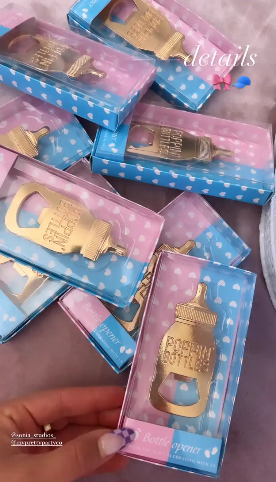 Heather Rae Young baby gender reveal bottle openers