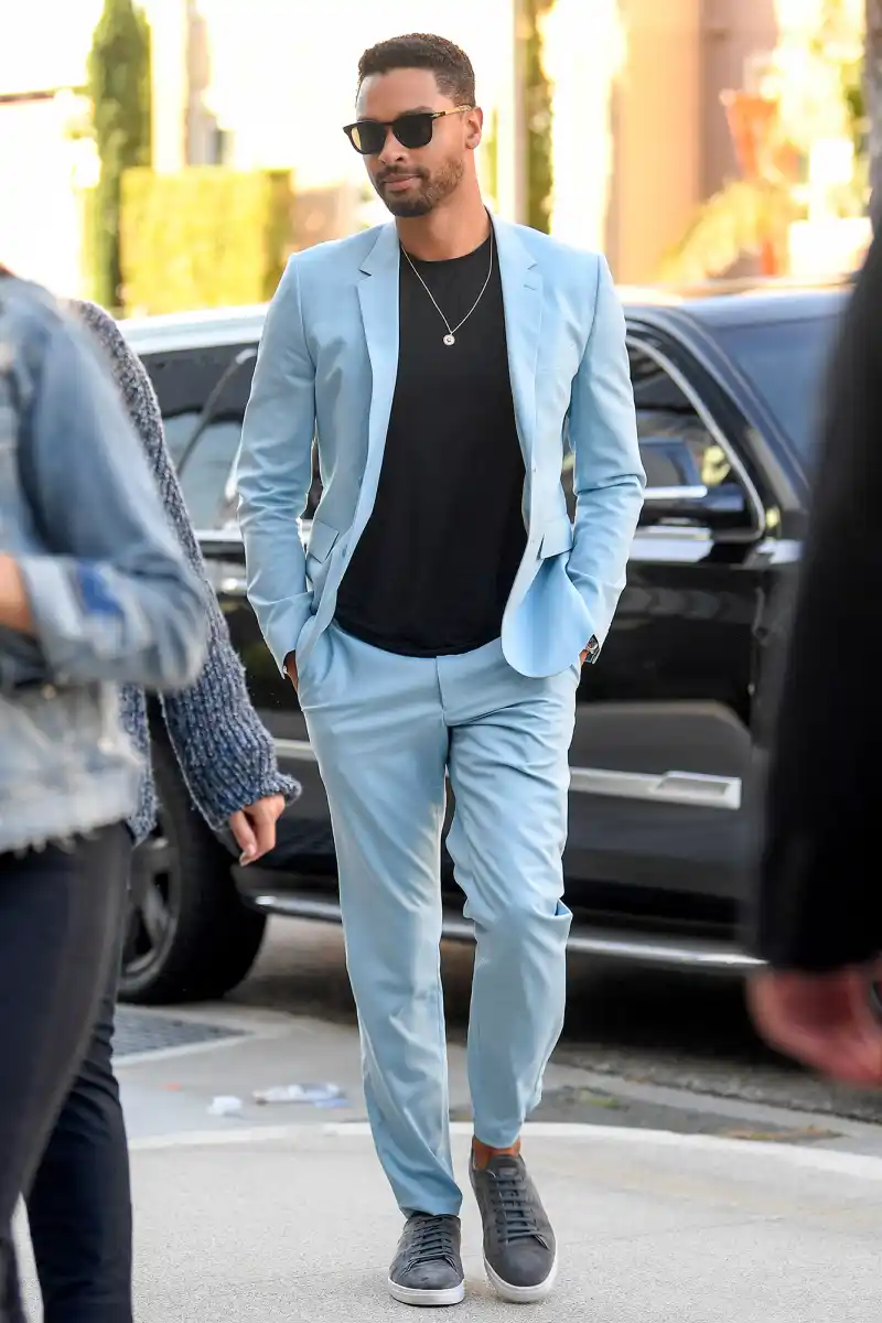 Regé-Jean Page arrives at a Q&A for The Gray Man