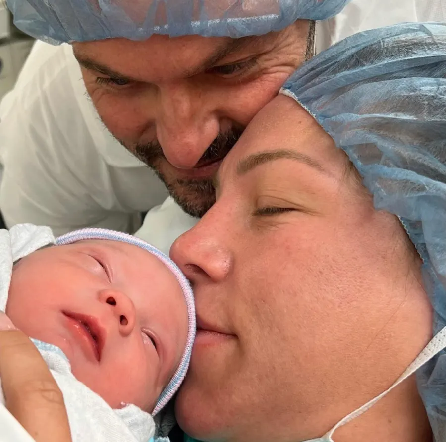 Newborn Zane with Sharna Burgess and Brian Austin Green