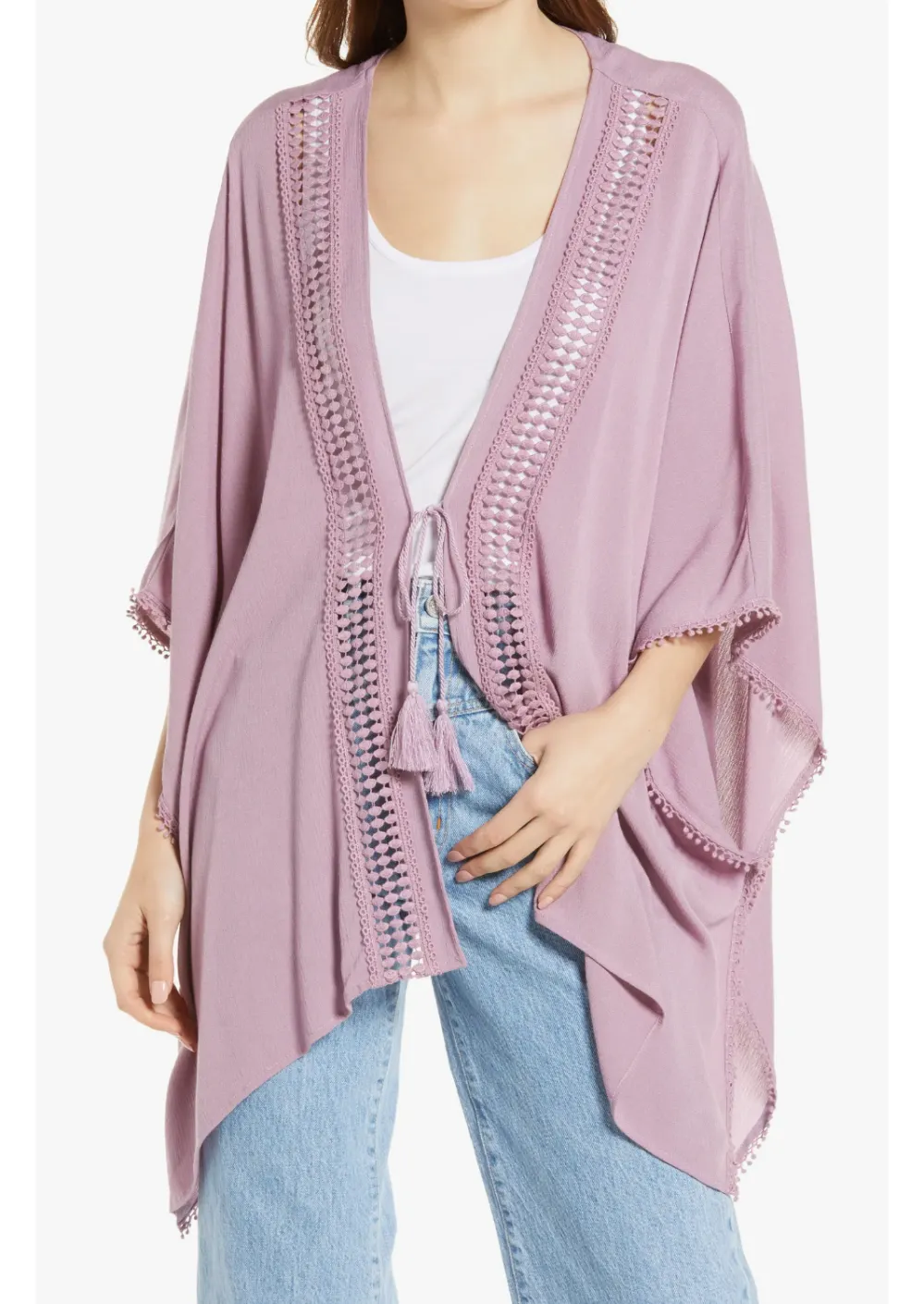 Treasure & Bond Lace Trim Ruana