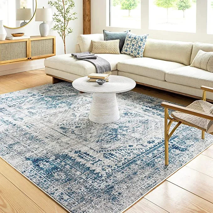 blue and white rug