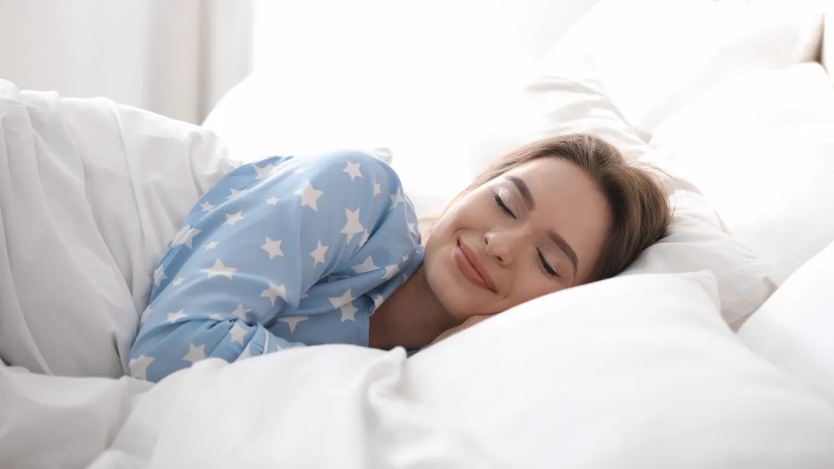 happy woman sleeping