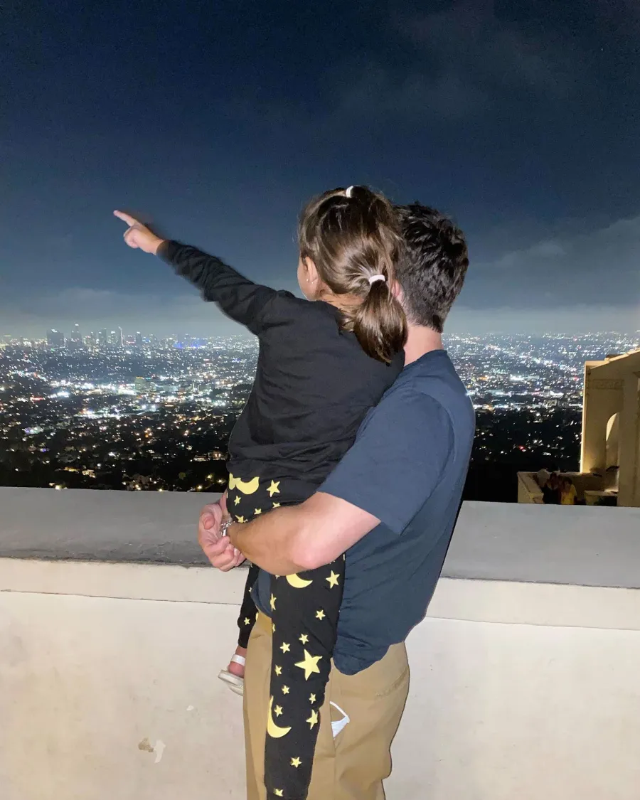 BJ Novak Holds Mindy Kaling Daughter Observatory Star Party