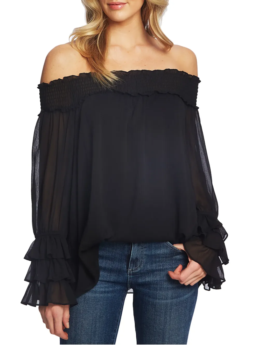 CeCe Off the Shoulder Ruffle Cuff Blouse